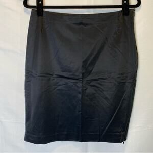 Vintage Chaiken Womens Slip Mini Pencil Skirt Size 8 Black Side Zip Cotton Blend